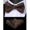 imageHISDERN Bow Tie and Suspenders for Men Elastic XBack Suspender and Bowtie Set Adjustable Braces for Wedding TuxedoGbrown 2
