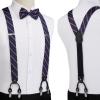 imageHISDERN Bow Tie and Suspenders for Men Suspender and Bowtie Handkerchief Set Adjustable Y Shape 6 Clips Wedding Brace2 American Flag