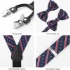 imageHISDERN Bow Tie and Suspenders for Men Suspender and Bowtie Handkerchief Set Adjustable Y Shape 6 Clips Wedding Brace2 American Flag
