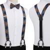 imageHISDERN Bow Tie and Suspenders for Men Suspender and Bowtie Handkerchief Set Adjustable Y Shape 6 Clips Wedding BraceOrange  Blue