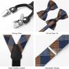 imageHISDERN Bow Tie and Suspenders for Men Suspender and Bowtie Handkerchief Set Adjustable Y Shape 6 Clips Wedding BraceOrange  Blue