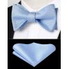 imageHISDERN Bow Ties for Men Polka Dot Selftie Bowtie and Pocket Square Classic Business Tuxedo Wedding Bowties HandkerchiefBaby BlueWhite