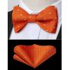 imageHISDERN Bow Ties for Men Polka Dot Selftie Bowtie and Pocket Square Classic Business Tuxedo Wedding Bowties HandkerchiefBorange  Gold