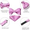 imageHISDERN Bow Ties for Men Polka Dot Selftie Bowtie and Pocket Square Classic Business Tuxedo Wedding Bowties HandkerchiefHot Pink  Red Dots