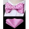 imageHISDERN Bow Ties for Men Polka Dot Selftie Bowtie and Pocket Square Classic Business Tuxedo Wedding Bowties HandkerchiefHot Pink  Red Dots