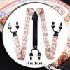 imageHISDERN Mens Paisley Floral Suspenders Strong 6 Clips YBack Adjustable Trouser Braces Self BowTie Set for Party Work