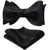 imageHISDERN Suspenders for Men Paisley Floral Bow tie Suspender Pocket Square Sets Adjustable Y Shape 6 Clips Wedding BracesA3black