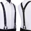 imageHISDERN Suspenders for Men Paisley Floral Bow tie Suspender Pocket Square Sets Adjustable Y Shape 6 Clips Wedding BracesA3black