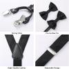 imageHISDERN Suspenders for Men Paisley Floral Bow tie Suspender Pocket Square Sets Adjustable Y Shape 6 Clips Wedding BracesA3black