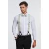imageHISDERN Suspenders for Men Paisley Floral Bow tie Suspender Pocket Square Sets Adjustable Y Shape 6 Clips Wedding BracesA7sage Green