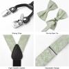 imageHISDERN Suspenders for Men Paisley Floral Bow tie Suspender Pocket Square Sets Adjustable Y Shape 6 Clips Wedding BracesA7sage Green