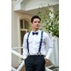 imageHISDERN Suspenders for Men Paisley Floral Bow tie Suspender Pocket Square Sets Adjustable Y Shape 6 Clips Wedding BracesB4blue
