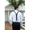 imageHISDERN Suspenders for Men Paisley Floral Bow tie Suspender Pocket Square Sets Adjustable Y Shape 6 Clips Wedding BracesB4blue
