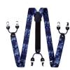 imageHISDERN Suspenders for Men Paisley Floral Bow tie Suspender Pocket Square Sets Adjustable Y Shape 6 Clips Wedding BracesB4blue