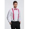 imageHISDERN Suspenders for Men Paisley Floral Bow tie Suspender Pocket Square Sets Adjustable Y Shape 6 Clips Wedding BracesC2red  Pink