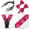 imageHISDERN Suspenders for Men Paisley Floral Bow tie Suspender Pocket Square Sets Adjustable Y Shape 6 Clips Wedding BracesC2red  Pink
