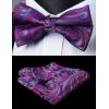 imageHISDERN Suspenders for Men Paisley Floral Bow tie Suspender Pocket Square Sets Adjustable Y Shape 6 Clips Wedding BracesD1pruple  Pink