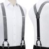 imageHISDERN Suspenders for Men Paisley Floral Bow tie Suspender Pocket Square Sets Adjustable Y Shape 6 Clips Wedding BracesD8gray