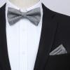 imageHISDERN Suspenders for Men Paisley Floral Bow tie Suspender Pocket Square Sets Adjustable Y Shape 6 Clips Wedding BracesD8gray