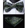 imageHISDERN Suspenders for Men Paisley Floral Bow tie Suspender Pocket Square Sets Adjustable Y Shape 6 Clips Wedding BracesD9green Gray