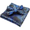 imageHISDERN Suspenders for Men Paisley Floral Self Tied Bow Tie and Suspender Pocket Square Sets Adjustable Wedding Braces10blue  Black