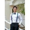 imageHISDERN Suspenders for Men Paisley Floral Self Tied Bow Tie and Suspender Pocket Square Sets Adjustable Wedding Braces1blue