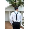 imageHISDERN Suspenders for Men Paisley Floral Self Tied Bow Tie and Suspender Pocket Square Sets Adjustable Wedding Braces1blue