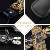 imageHISDERN Suspenders for Men Paisley Floral Self Tied Bow Tie and Suspender Pocket Square Sets Adjustable Wedding Braces1gold  Brown