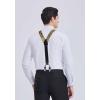 imageHISDERN Suspenders for Men Paisley Floral Self Tied Bow Tie and Suspender Pocket Square Sets Adjustable Wedding Braces1gold  Brown