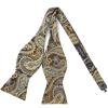 imageHISDERN Suspenders for Men Paisley Floral Self Tied Bow Tie and Suspender Pocket Square Sets Adjustable Wedding Braces1gold  Brown