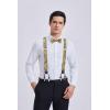 imageHISDERN Suspenders for Men Paisley Floral Self Tied Bow Tie and Suspender Pocket Square Sets Adjustable Wedding Braces1gold  Brown