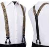 imageHISDERN Suspenders for Men Paisley Floral Self Tied Bow Tie and Suspender Pocket Square Sets Adjustable Wedding Braces1gold  Brown