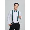 imageHISDERN Suspenders for Men Paisley Floral Self Tied Bow Tie and Suspender Pocket Square Sets Adjustable Wedding Braces1green  Black