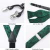 imageHISDERN Suspenders for Men Paisley Floral Self Tied Bow Tie and Suspender Pocket Square Sets Adjustable Wedding Braces1green  Black