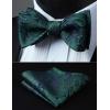 imageHISDERN Suspenders for Men Paisley Floral Self Tied Bow Tie and Suspender Pocket Square Sets Adjustable Wedding Braces1green  Navy Blue 02