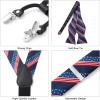 imageHISDERN Suspenders for Men Paisley Floral Self Tied Bow Tie and Suspender Pocket Square Sets Adjustable Wedding Braces1navy  Flag