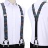 imageHISDERN Suspenders for Men Paisley Floral Self Tied Bow Tie and Suspender Pocket Square Sets Adjustable Wedding Braces2blue  Green Gold