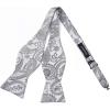 imageHISDERN Suspenders for Men Paisley Floral Self Tied Bow Tie and Suspender Pocket Square Sets Adjustable Wedding Braces3silver  Gray