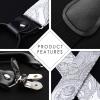 imageHISDERN Suspenders for Men Paisley Floral Self Tied Bow Tie and Suspender Pocket Square Sets Adjustable Wedding Braces3silver  Gray