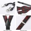 imageHISDERN Suspenders for Men Paisley Floral Self Tied Bow Tie and Suspender Pocket Square Sets Adjustable Wedding Braces5red  Black 03