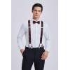 imageHISDERN Suspenders for Men Paisley Floral Self Tied Bow Tie and Suspender Pocket Square Sets Adjustable Wedding Braces5red  Black 03