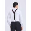 imageHISDERN Suspenders for Men Paisley Floral Self Tied Bow Tie and Suspender Pocket Square Sets Adjustable Wedding Braces5red  Black 03