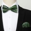 imageHISDERN Suspenders for Men Paisley Floral Self Tied Bow Tie and Suspender Pocket Square Sets Adjustable Wedding Braces6green  Gray