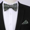 imageHISDERN Suspenders for Men Paisley Floral Self Tied Bow Tie and Suspender Pocket Square Sets Adjustable Wedding Braces6green  Gray