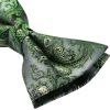 imageHISDERN Suspenders for Men Paisley Floral Self Tied Bow Tie and Suspender Pocket Square Sets Adjustable Wedding Braces6green  Gray