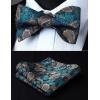 imageHISDERN Suspenders for Men Paisley Floral Self Tied Bow Tie and Suspender Pocket Square Sets Adjustable Wedding Braces7green  Aqua  Brown