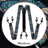 imageHISDERN Suspenders for Men Paisley Floral Self Tied Bow Tie and Suspender Pocket Square Sets Adjustable Wedding Braces7green  Aqua  Brown