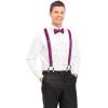 imageHISDERN Suspenders for Men Paisley Floral Self Tied Bow Tie and Suspender Pocket Square Sets Adjustable Wedding Braces8hot Pink  Black