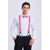 imageHISDERN Suspenders for Men Paisley Floral Self Tied Bow Tie and Suspender Pocket Square Sets Adjustable Wedding Braces8hot Pink  Paisley