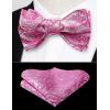 imageHISDERN Suspenders for Men Paisley Floral Self Tied Bow Tie and Suspender Pocket Square Sets Adjustable Wedding Braces8hot Pink  Paisley